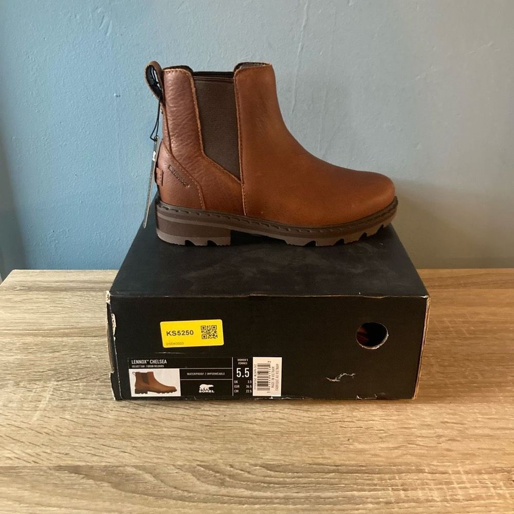 SOREL Women's Lennox Chelsea Rain Boot — Velvet Tan — Waterproof Leather Boot...